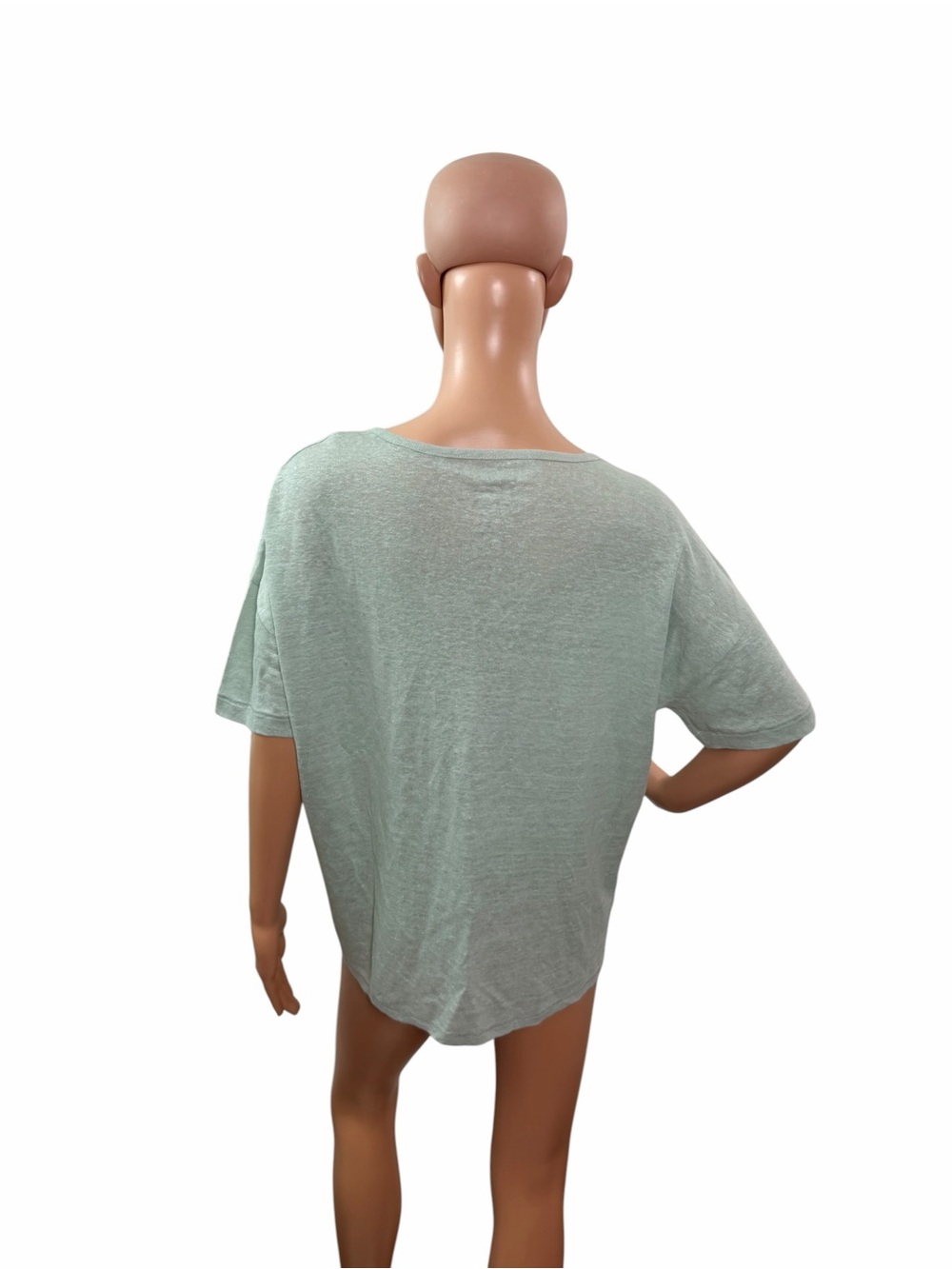 J Crew Women’s Size XS Short Sleeve Scoop Neck Green Linen Tee - Picture 4 of 6